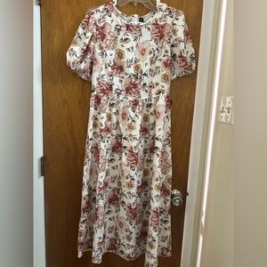 SHEIN Floral Print Dress - White and Pink